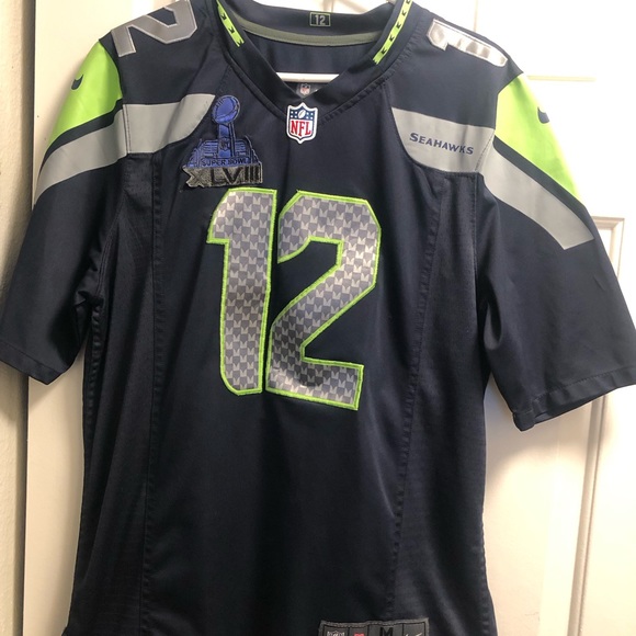 Nike On Field Seattle Seahawks Fan #12 Men’s Navy Blue Jersey Size Medium - Picture 3 of 14